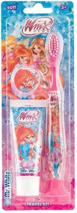 Mr.White PROMO Winx Παιδική Οδοντόκρεμα με Γεύση Μέντα για 3+ Ετών 75ml - Winx Soft Παιδική Οδοντόβουρτσα με Ροζ Καπάκι για 3+ Ετών Μαλακή 1 Τεμάχιο