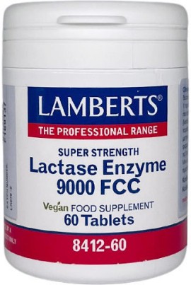 Lamberts Lactase Enzyme 9000FCC για την Μείωση Συμπτωμάτων Δυσανεξίας στη Λακτόζη, 60 Ταμπλέτες