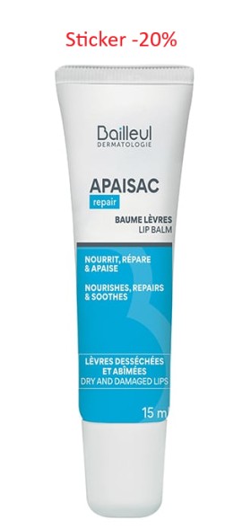 Bailleul Dermatologie Apaisac Baume Levres Επανορθωτικό Lip Balm για τα Χείλη 15ml [Sticker -20%]