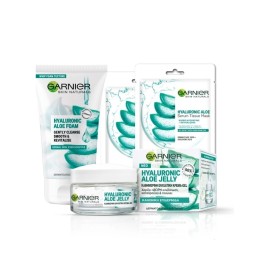 Garnier BUNDLE Hyaluronic Aloe Foam Αφρός Καθαρισμού Προσώπου 150ml - Hyaluronic Aloe Jelly Ενυδατική Κρέμα Gel για Κανονικές Επιδερμίδες 50ml - Hyaluronic Aloe Tissue Mask Υφασμάτινη Μάσκα Προσώπου Ενυδάτωσης 2 Τεμάχια x 28gr