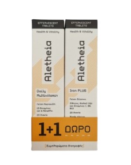 Vican PROMO Aletheia Daily Multivitamin Γεύση Πορτοκάλι 20 Αναβράζοντα Δισκία & Iron Plus Γεύση Βύσσινο 20 Αναβράζοντα Δισκία