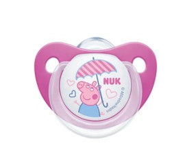 Nuk Trendline My First Peppa Pig Πιπίλα Σιλικόνης με Κρίκο & Θήκη 6-18m+ Ροζ 1 Τεμάχιο