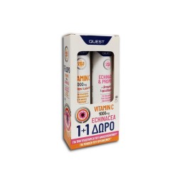 Quest PROMO Vitamin C 1000mg & Zinc με Ψευδάργυρο και Rosehips - Echinacea & Propolis 2x20 Αναβράζοντα Δισκία