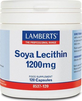 Lamberts Soya Lecithin 1200mg για την Φυσιολογική Λειτουργία του Ήπατος 120 Κάψουλες
