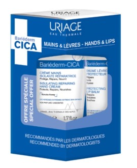Uriage PROMO Bariéderm Hand Cream Κρέμα Χεριών Ανάπλασης 50ml & Cica Lip Balm Επανορθωτικό Χειλιών 15ml