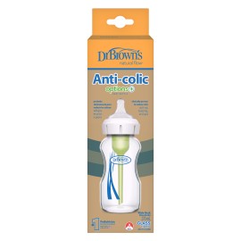 Dr Browns Anti-Colic Options+ Γυάλινο Μπιμπερό με Φαρδύ Λαιμό & Θηλή Σιλικόνης 270ml [WB91740]