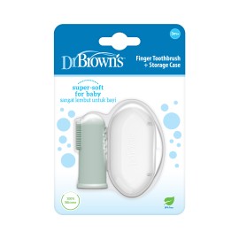 Dr.Browns Βρεφική Δακτυλική Οδοντόβουρτσα Σιλικόνης σε Πράσινο Χρώμα με Θήκη από 3m+ 1 Τεμάχιο