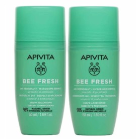 Apivita PROMO Bee Fresh 24ωρο Αποσμητικό Roll on - Σέβεται το Μικροβίωμα με Πρόπολη & Προβιοτικά 2x50ml