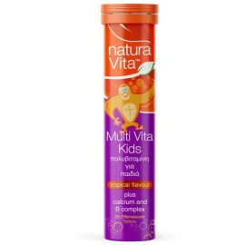 Natura Vita Multi Vita Kids Πολυβιταμίνη για Παιδιά άνω των 3 Ετών για Ενέργεια & Τόνωση Τροπικά Φρούτα 20 Αναβράζοντα Δισκία