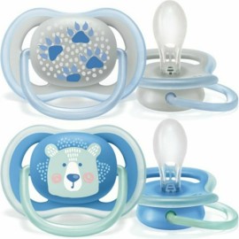 Avent Philips Ultra Air Ορθοδοντική Πιπίλα Σιλικόνης Bear Boy για Αγόρι 6-18m+ [SCF085/03] 2 Τεμάχια