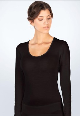 Egi Μπλούζα Μακρύ Μανίκι Βαθύ Χαμόγελο Μαλλί, Μετάξι Μαύρο [143] 1 Τεμάχιο