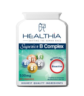 Healthia Superior B Complex 530mg Συμπλήρωμα Διατροφής με Σύμπλεγμα Βιταμινών Β 60 Κάψουλες
