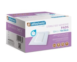 Alfashield Self Adhesive Pad 10cmX10cm Αποστειρωμένο Αντικολλητικό Υποαλλεργικό Αυτοκόλλητο Επίθεμα 50 Τεμάχια [Κουτί]