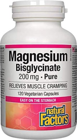 Natural Factors Magnesium Bisglycinate 200mg Elemental για την Διατήρηση της Μυϊκής Μάζας 120 Κάψουλες