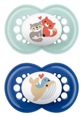 Mam Original Ορθοδοντική Πιπίλα Σιλικόνης για 6-16m & Θήκη Τιρκουάζ - Μπλε 2 Τεμάχια [150SB]