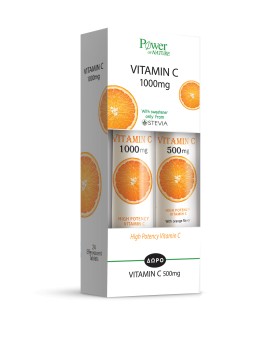Power Of Nature PROMO Vitamin C 1000mg για την Ενίσχυση του Ανοσοποιητικού Πορτοκάλι 20 Αναβράζοντα Δισκία - Vitamin C 500mg 20 Αναβράζοντα Δισκία