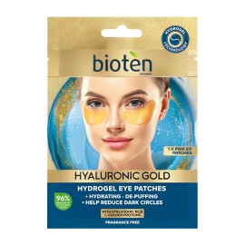 Bioten Hyaluronic Gold Hydrogel Eye Patches Ματιών για Ενυδάτωση Κατά των Μαύρων Κύκλων 1 Ζευγάρι