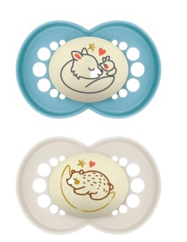 Mam Original Night Πιπίλα Σιλικόνης - Λάμπει στο Σκοτάδι 6-16m Γαλάζιο - Εκρού 2 Τεμάχια [160SBc]