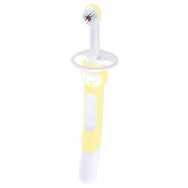 Mam Training Brush Εκπαιδευτική Οδοντόβουρτσα για 5m+ με Ασπίδα Προστασίας & Λαβή Αρκουδάκι Κίτρινο 1 Τεμάχιο [605U]