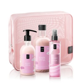 Lavish Care PROMO Baby Pink Shower Gel με Άρωμα Πούδρα 500ml & Body Lotion 300ml & Baby Pink Mist 200ml & Ροζ Νεσεσέρ