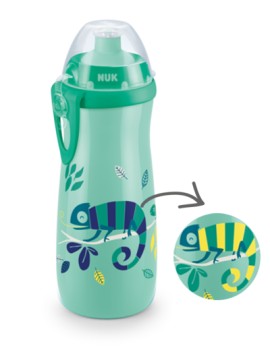 Nuk Sports Cup Παγουράκι που Αλλάζει Χρώμα για 24m+ με Καπάκι Push Pull Σιλικόνης Χρώμα:Πράσινο 450ml [10.255.577]