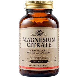 Solgar Magnesium Citrate 200mg Συμπλήρωμα Διατροφής με Μαγνήσιο 120 Ταμπλέτες