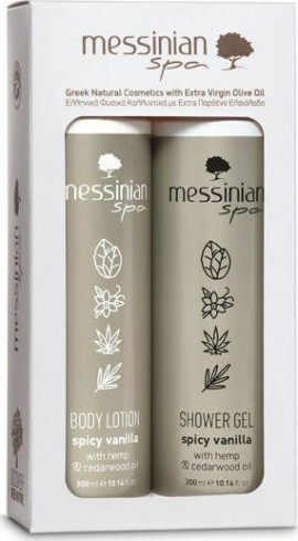 Messinian Spa PROMO Spicy Vanilla Shower Gel Ενυδατικό Αφρόλουτρο με Άρωμα Βανίλια 300ml - Body Milk Ενυδατικό Γαλάκτωμα Σώματος 300ml