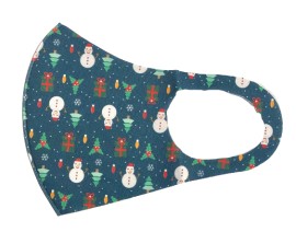 Χριστουγεννιάτικη Υφασμάτινη Μάσκα Ενηλίκων Χιονάνθρωπος Μπλε Classic 1 Τεμάχιο