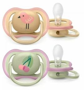 Avent Philips Ultra Air Πιπίλες Σιλικόνης για 0-6m+ Κορίτσι Πουλάκι - Κεράσια 2 Τεμάχια [SCF085/13]