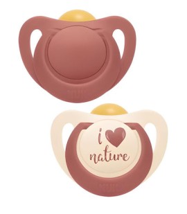 Nuk For Nature Πιπίλες Καουτσούκ για 18-36m με Κρίκο Χρώμα:Μπεζ - Κόκκινο 2 Τεμάχια [10.737.879]