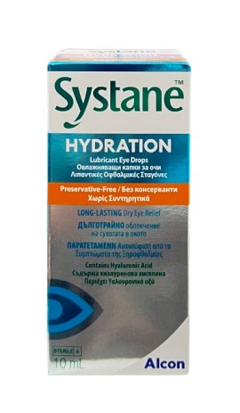 Alcon Systane Hydration Λιπαντικές Οφθαλμικές Σταγόνες με Υαλουρονικό Κατά της Ξηροφθαλμίας 10ml