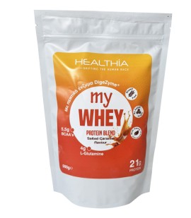 Healthia my Whey Protein Blend Πρωτεΐνη Ορού Γάλακτος & Σύμπλεγμα Πεπτικών Ενζύμων DigeZyme Καραμέλα 500gr
