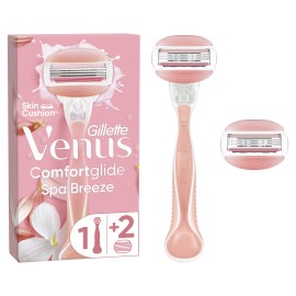 Gillette Venus ComfortGlide Spa Breeze Γυναικεία Ξυριστική Μηχανή με Ευέλικτες Ταινίες Lubrastrip 1 Τεμάχιο + 2 Ανταλλακτικές Κεφαλές