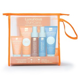 Intermed Travel Kit Luxurious Sun Care Sunscreen Cream SPF30 75ml - After Sun Cooling Gel 75ml - Hydrating Antioxidant Mist 50ml - Tanning Oil SPF6 50ml - Face Cream SPF50 30ml