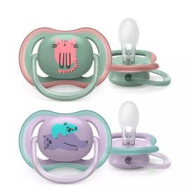 Avent Philips Ultra Air Πιπίλες Σιλικόνης για 6-18m+ Κορίτσι Γάτα - Αρκουδάκι 2 Τεμάχια [SCF085/18]