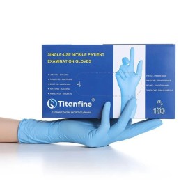 Titanfine Εξεταστικά Γάντια Νιτριλίου Μπλε Μέγεθος:XL Χωρίς Πούδρα 100 Τεμάχια
