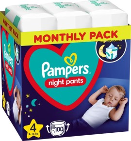 Pampers Night Pants Μέγεθος 4 [9-15kg] 100 Πάνες - Βρακάκι [4 Πακέτα x 25 Τεμάχια]