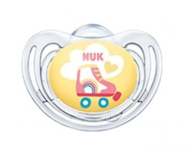 Nuk Freestyle Πιπίλα Σιλικόνης 6-18m+ Κίτρινο με Πατίνια και Θήκη Αποθήκευσης [10.736.704] 1 Τεμάχιο