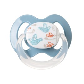 Korres Silicone Soothers Ορθοδοντικές Πιπίλες Σιλικόνης για 6-18m+ Γαλάζιο με Πουλάκια 2 Τεμάχια