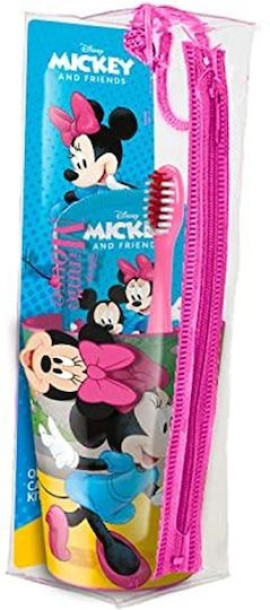 Mr. White PROMO Minnie Mouse Οδοντόβουρτσα με Καπάκι για 3 Ετών 1 Τεμάχιο & Παιδική Οδοντόκρεμα με Ήπια Γεύση Μέντα 75ml & Ποτήρι