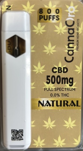 CannaOro CBD Vape 500mg Natural Συσκευή Ατμίσματος Προγεμισμένη με Υγρό Αναπλήρωσης Φυσική Γεύση 2ml
