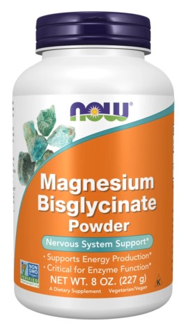 Now Magnesium Bisglycinate Powder Γλυκινικό Μαγνήσιο για τη Καλή Λειτουργία του Νευρικού Συστήματος 227gr
