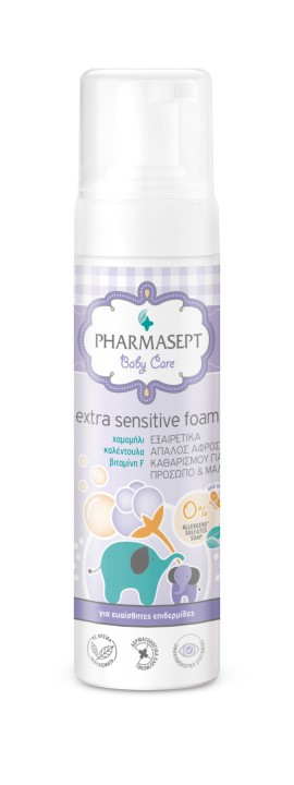 Pharmasept Baby Care Extra Sensitive Foam Απαλός Αφρός Καθαρισμού για Σώμα, Πρόσωπο & Μαλλιά 200ml