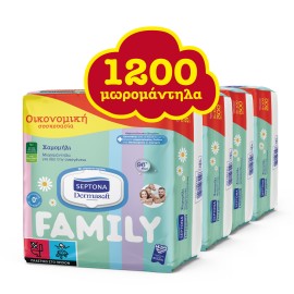 Septona Bundle DermaSoft Family Μωρομάντηλα για Όλη την Οικογένεια με Καπάκι 1.200 Τεμάχια [12 Πακέτα x 100 Τεμάχια]