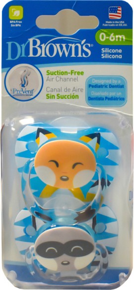 Dr. Browns Prevent PV12015-SPX Ορθοδοντική Πιπίλα Σιλικόνης με Σχέδια 0-6m, 2τμχ