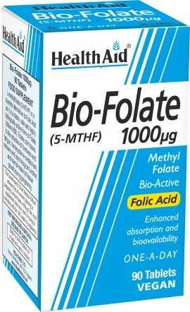 Health Aid Bio Folate 1000μg Bιοενεργή Μορφή Φολικού 90 Ταμπλέτες