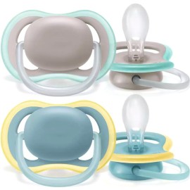 Avent Philips Ultra Air Ορθοδοντική Πιπίλα Σιλικόνης 18m+ Αγόρι Μπλε - Γκρι [SCF349/01] 2 Τεμάχια