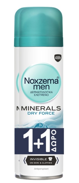 Noxzema Men PROMO Minerals Dry Force Spray Ανδρικό Αποσμητικό 48ωρης Προστασίας 2x150ml
