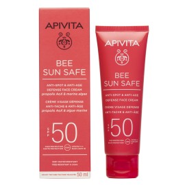 Apivita Bee Sun Safe Anti Spot Anti Age Defense Face Cream SPF50 Αντηλιακή Κρέμα Προσώπου Κατά των Πανάδων και των Ρυτίδων Βελούδινης Υφής 50ml