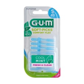 GUM 669 Soft Picks Comfort Flex Mint Μεσοδόντια Βουρτσάκια με Λαβή Small με Γεύση Μέντα Γαλάζια 40 Τεμάχια